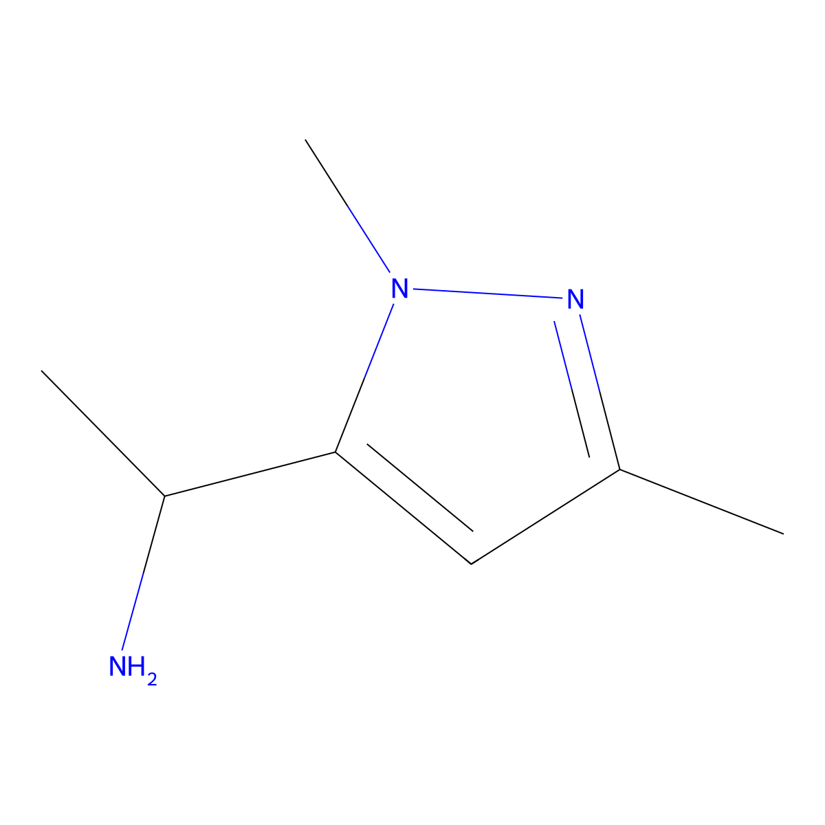 1-(1,3-dimethyl-1H-pyrazol-5-yl)ethan-1-amine molecular structure, CAS 1496468-81-5
