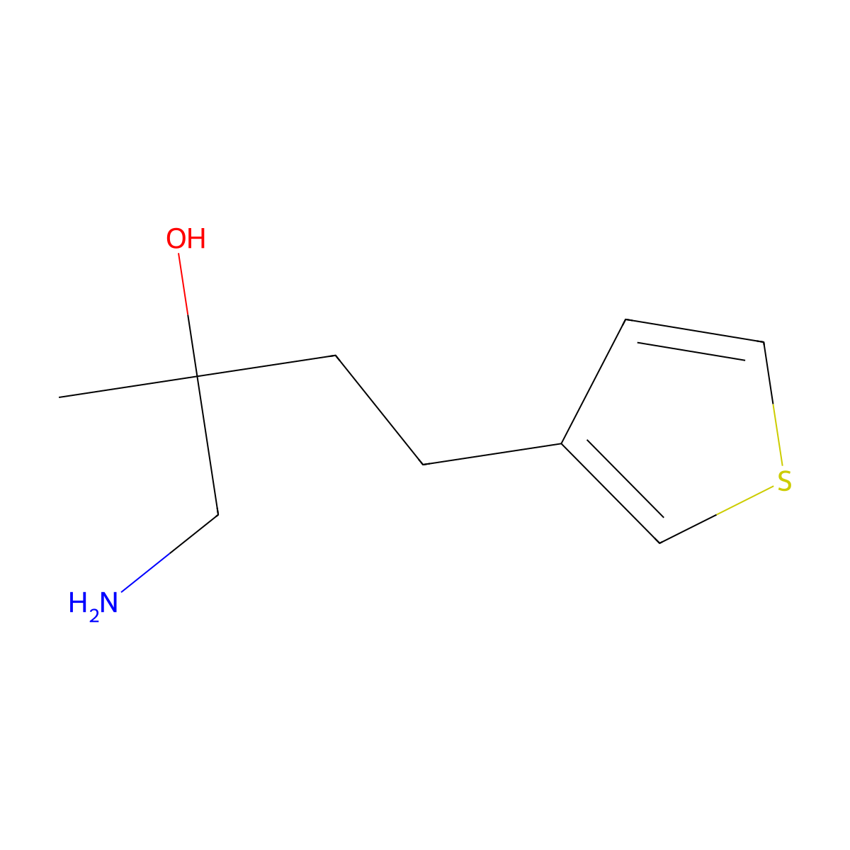 1-Amino-2-methyl-4-(thiophen-3-yl)butan-2-ol molecular structure, CAS 1496469-28-3