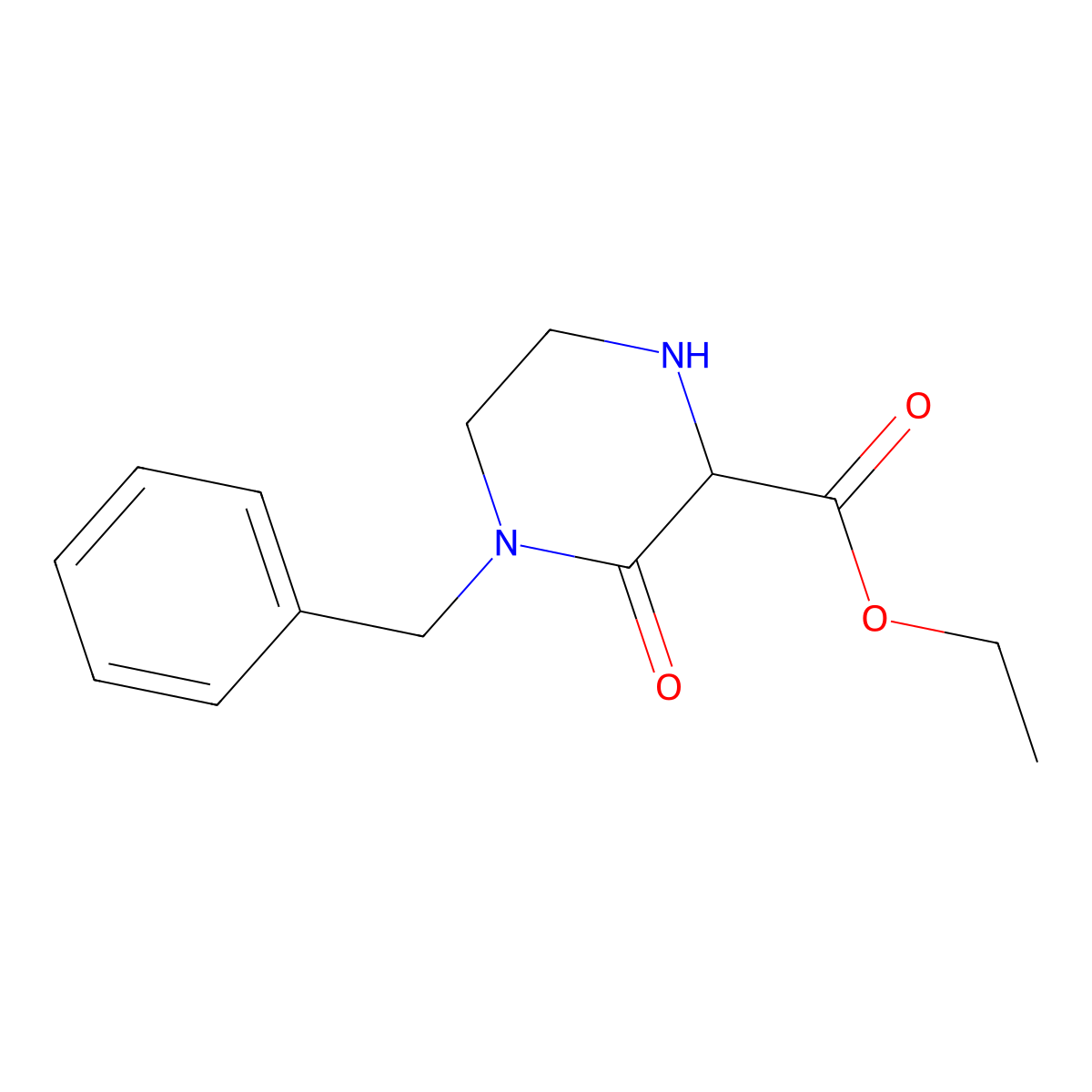 Ethyl 4-benzyl-3-oxopiperazine-2-carboxylate molecular structure, CAS 149648-71-5