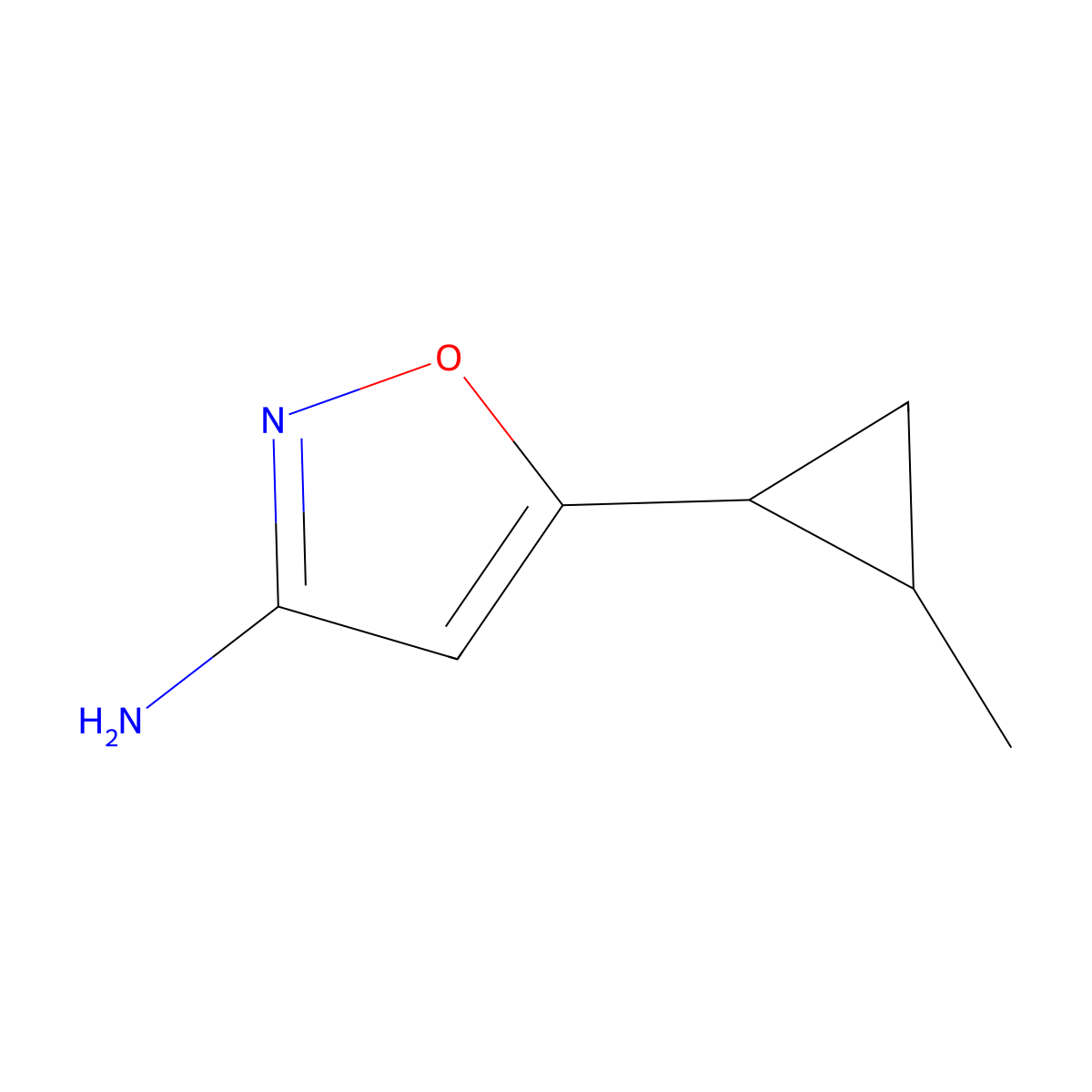 5-(2-Methylcyclopropyl)-1,2-oxazol-3-amine molecular structure, CAS 1496486-29-3