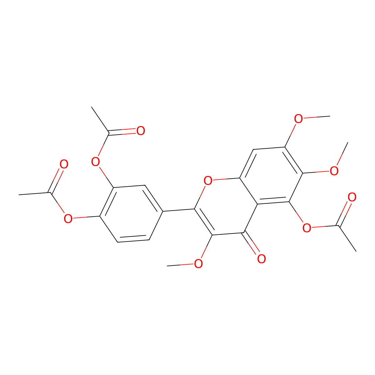 4H-Benzo[b]pyran-4-one, 5-acetoxy-2-(3,4-diacetoxyphenyl)-3,6,7-trimethoxy- molecular structure, CAS 14965-19-6