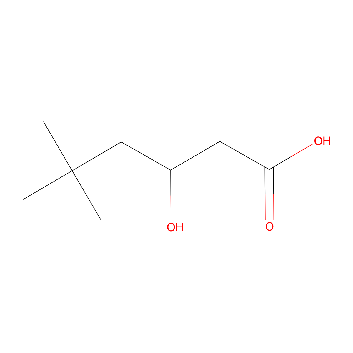 3-Hydroxy-5,5-dimethylhexanoic acid molecular structure, CAS 149650-17-9