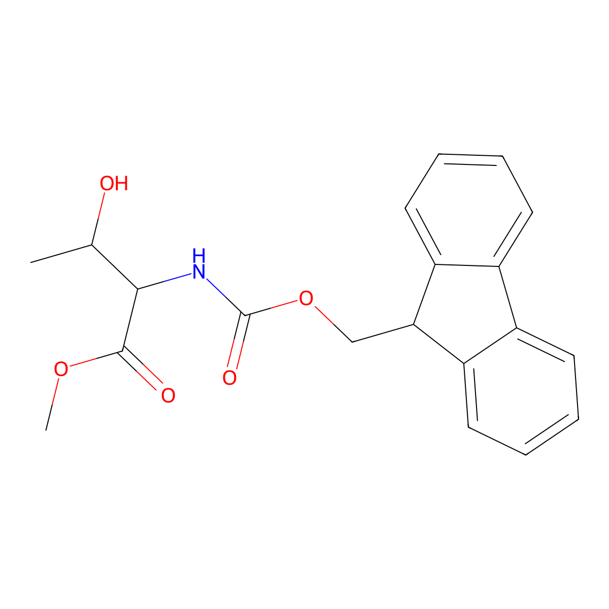 Methyl (2S,3S)-2-{[(9H-fluoren-9-ylmethoxy)carbonyl]amino}-3-hydroxybutanoate molecular structure, CAS 1496506-80-9