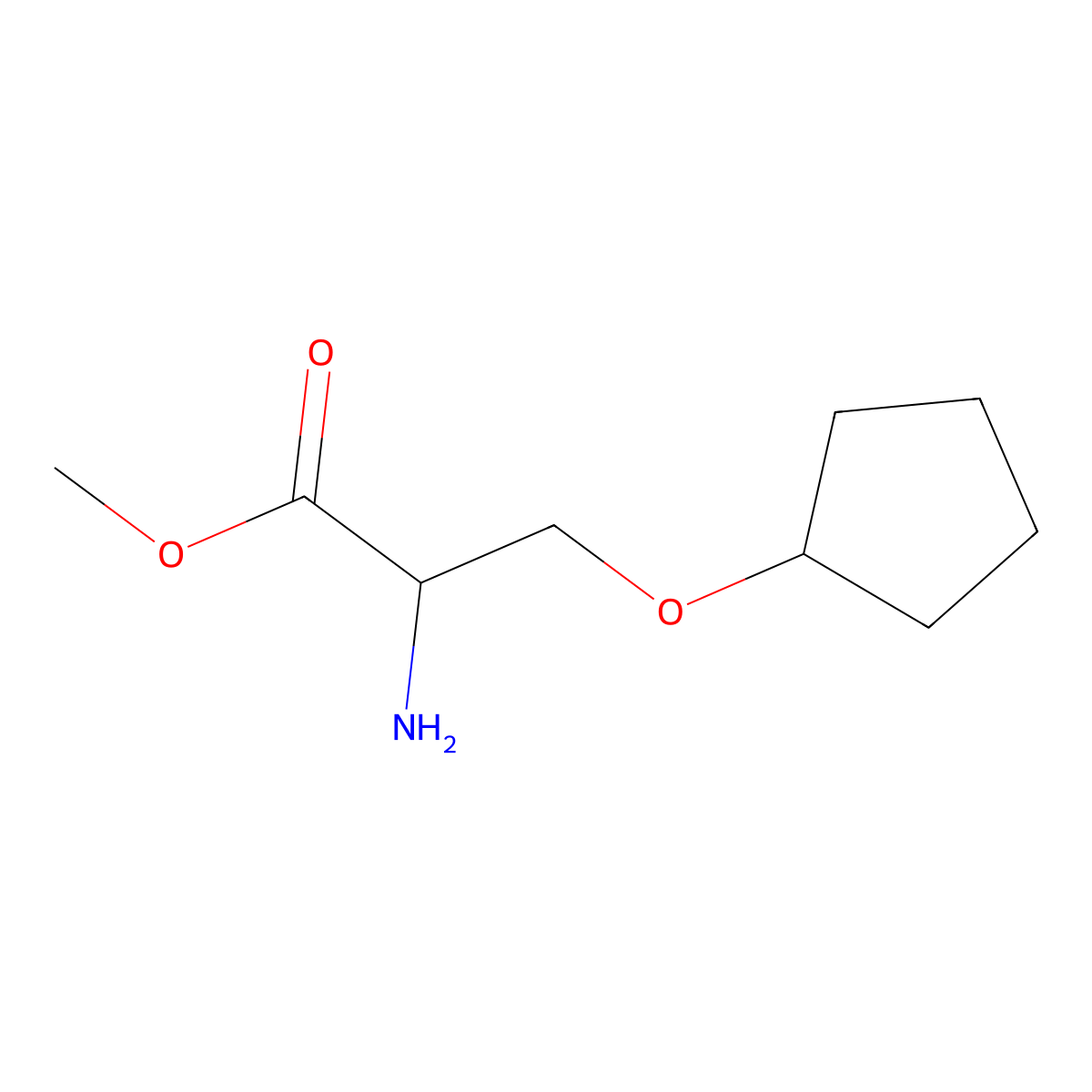methyl (2S)-2-amino-3-(cyclopentyloxy)propanoate molecular structure, CAS 1496512-58-3