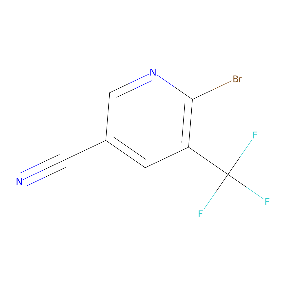 6-Bromo-5-(trifluoromethyl)nicotinonitrile molecular structure, CAS 1496535-09-1