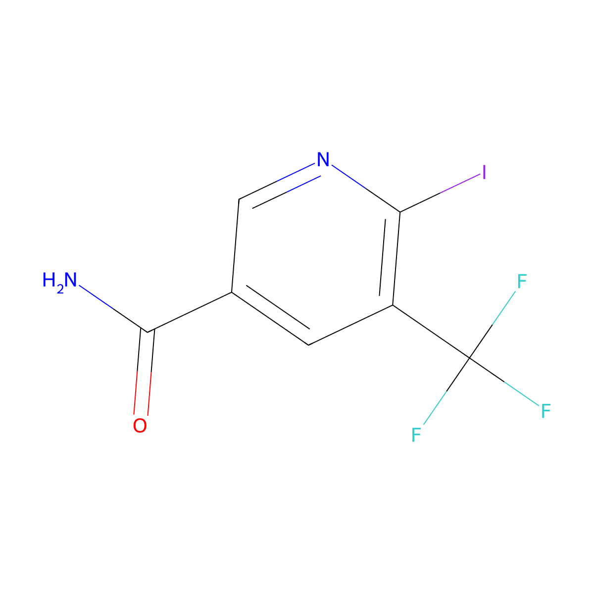 6-Iodo-5-(trifluoromethyl)-3-pyridinecarboxamide molecular structure, CAS 1496535-11-5