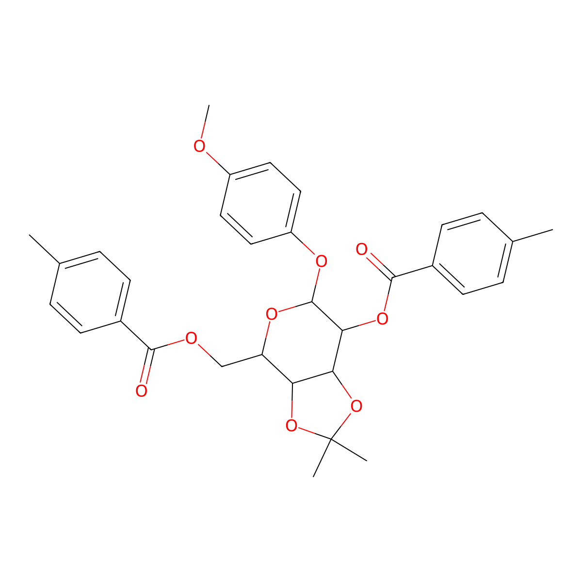 4-Methoxyphenyl 3,4-O-Isopropylidene-2,6-bis-O-(4-methylbenzoyl)-beta-D-galactopyranoside molecular structure, CAS 1496536-69-6