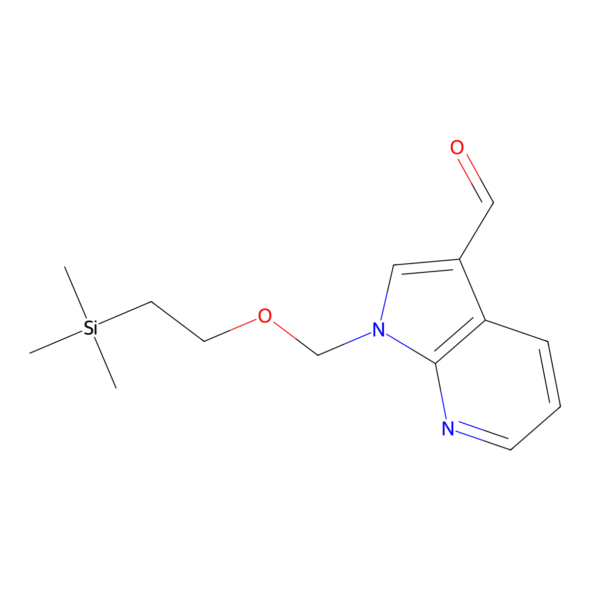 1-{[2-(trimethylsilyl)ethoxy]methyl}-1H-pyrrolo[2,3-b]pyridine-3-carbaldehyde molecular structure, CAS 1496550-58-3