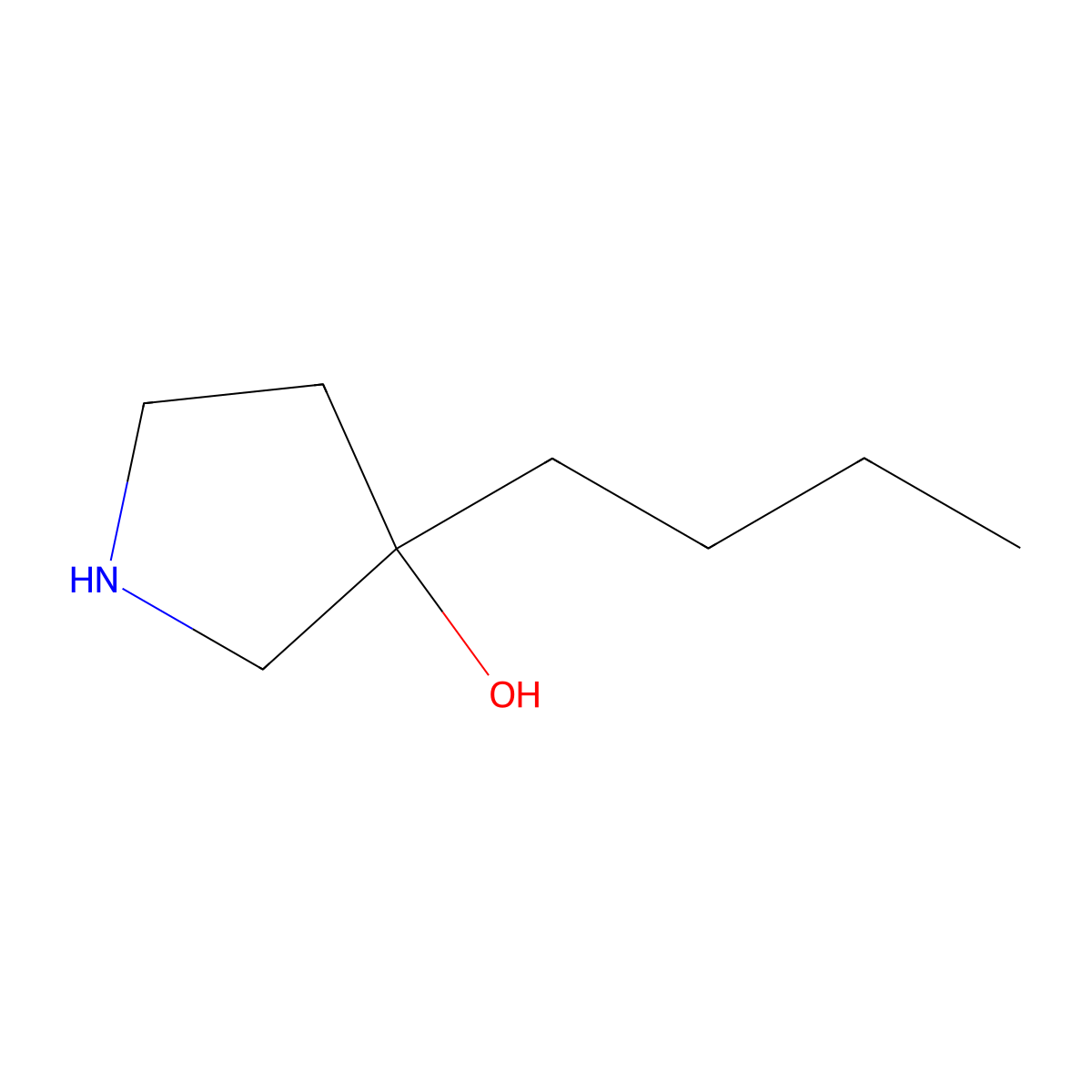 3-Butylpyrrolidin-3-ol molecular structure, CAS 1496574-08-3