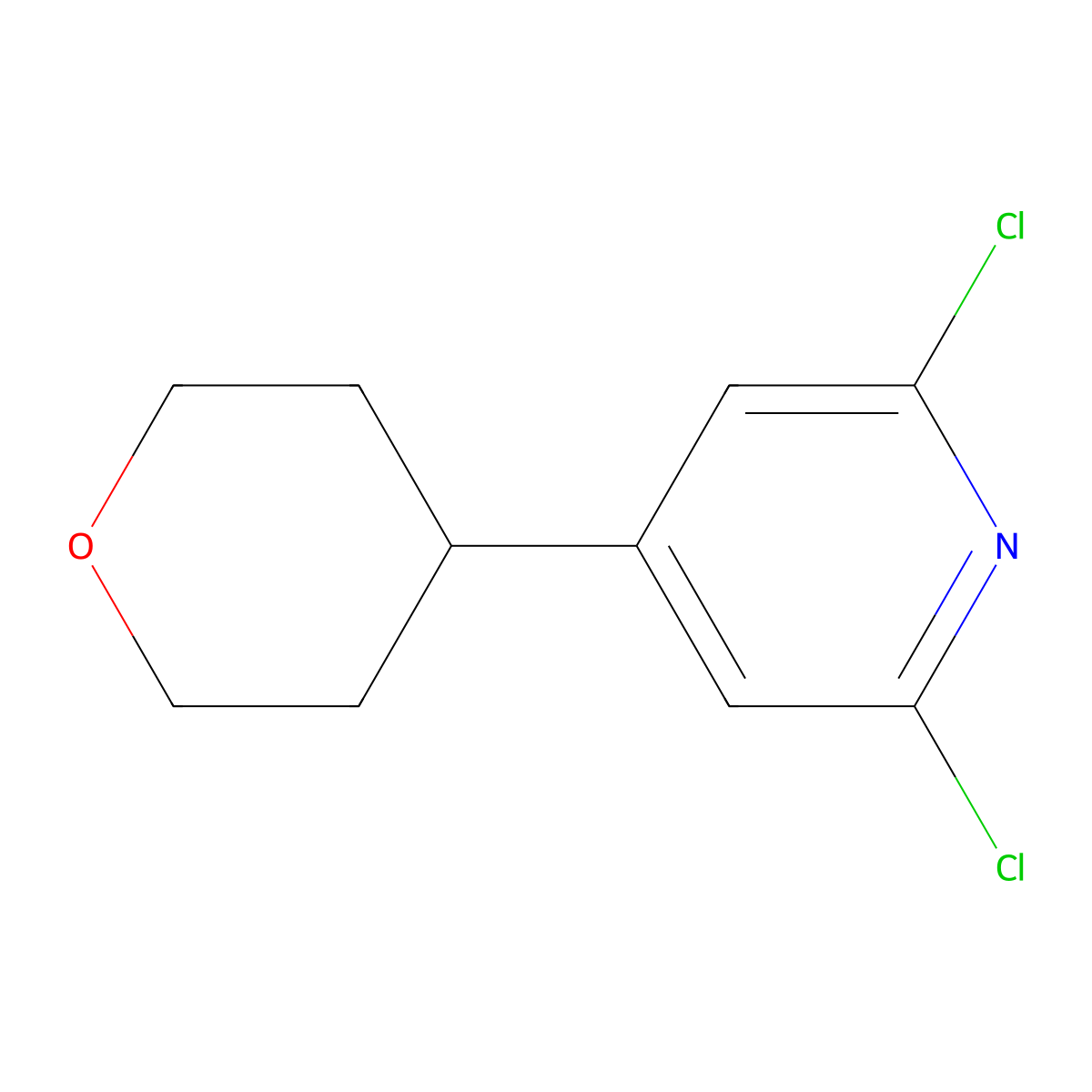 2,6-Dichloro-4-(tetrahydro-2H-pyran-4-yl)pyridine molecular structure, CAS 1496582-11-6
