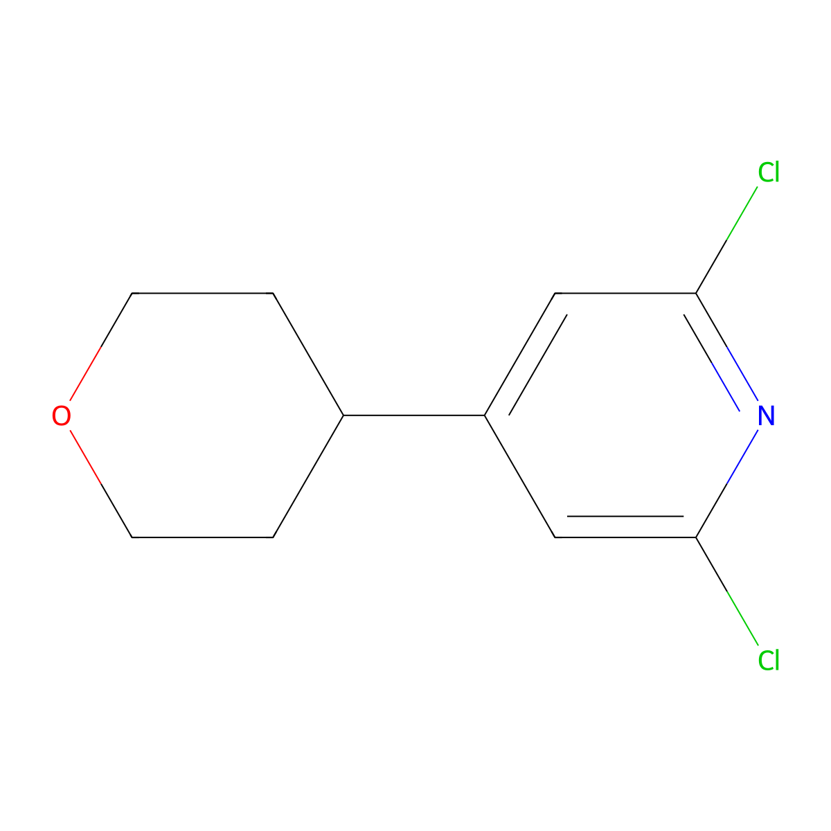 2,6-Dichloro-4-(tetrahydro-2H-pyran-4-yl)pyridine molecular structure, CAS 1496582-11-6