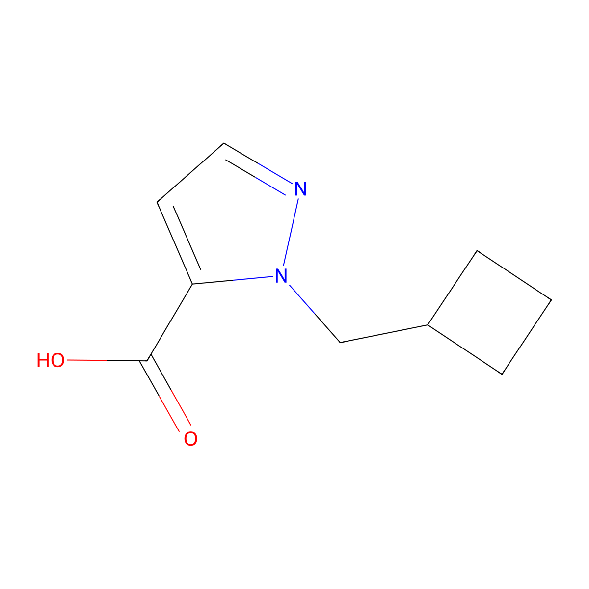 1-(cyclobutylmethyl)-1H-pyrazole-5-carboxylic acid molecular structure, CAS 1496584-13-4