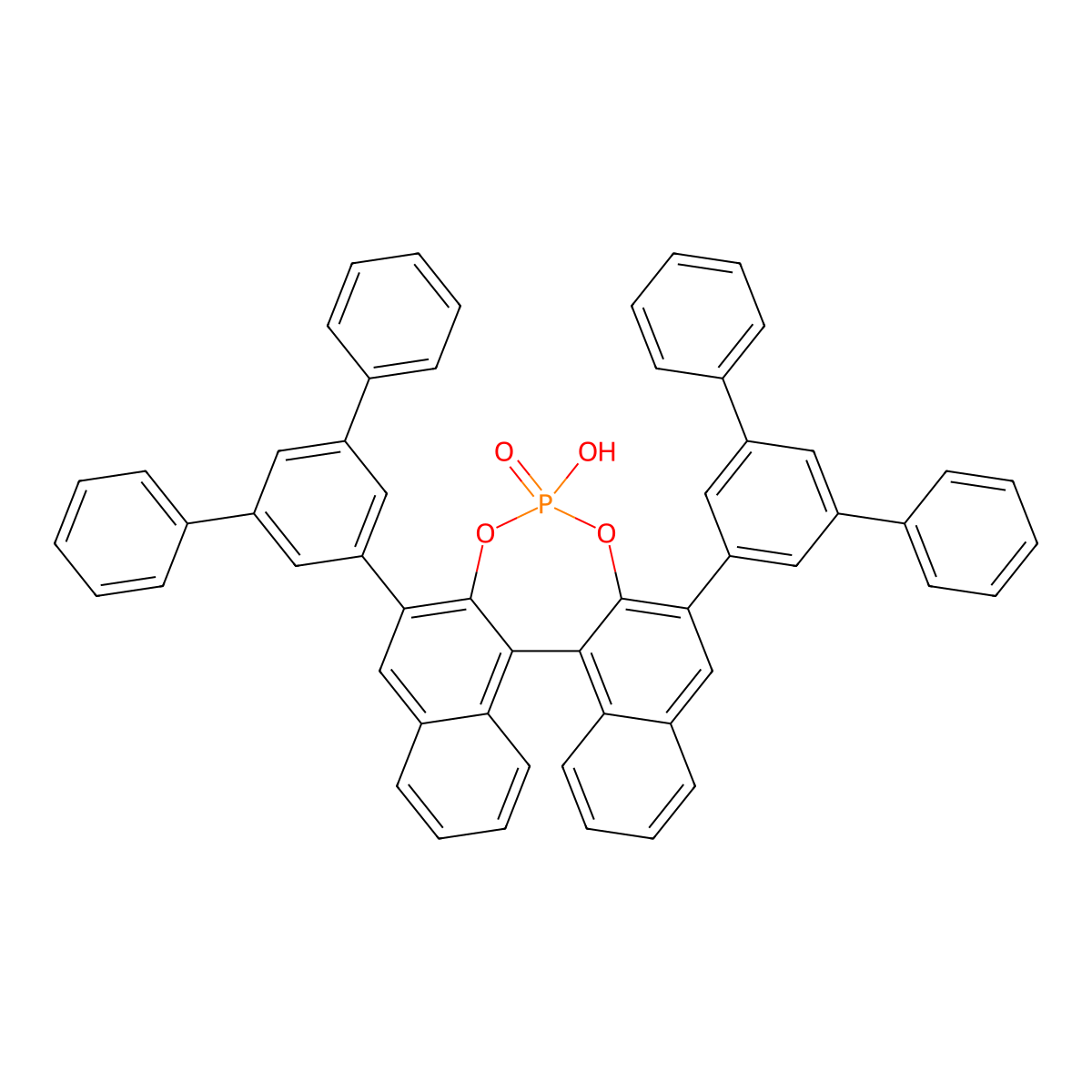 (S)-3,3'-Bis(3,5-diphenyl)phenyl-1,1'-binaphthyl-2,2'-diyl Hydrogen Phosphate molecular structure, CAS 1496637-05-8