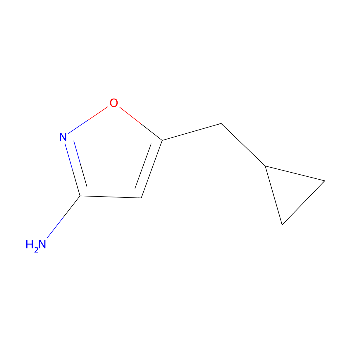 5-(Cyclopropylmethyl)-1,2-oxazol-3-amine molecular structure, CAS 1496642-91-1