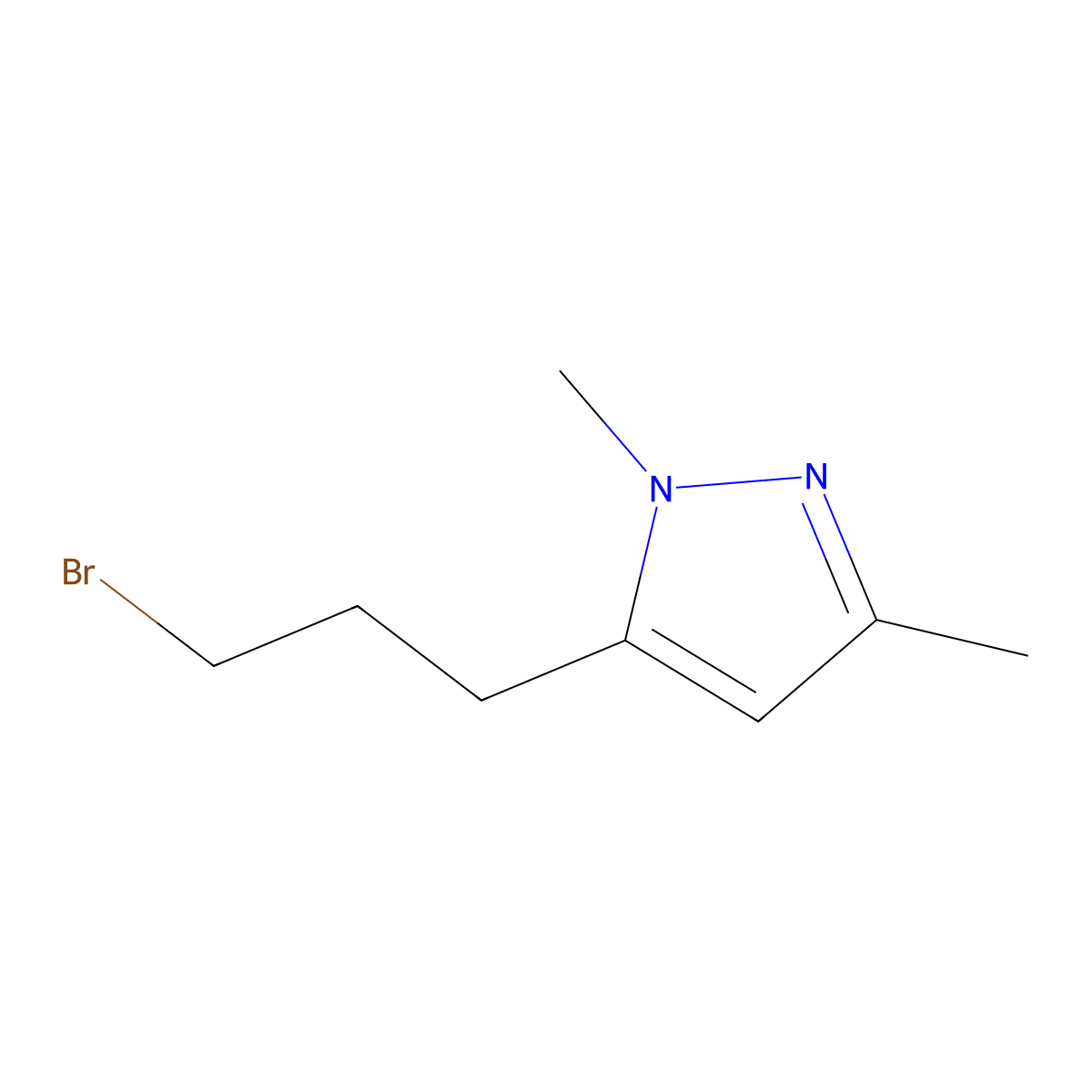 5-(3-bromopropyl)-1,3-dimethyl-1H-pyrazole molecular structure, CAS 1496644-17-7