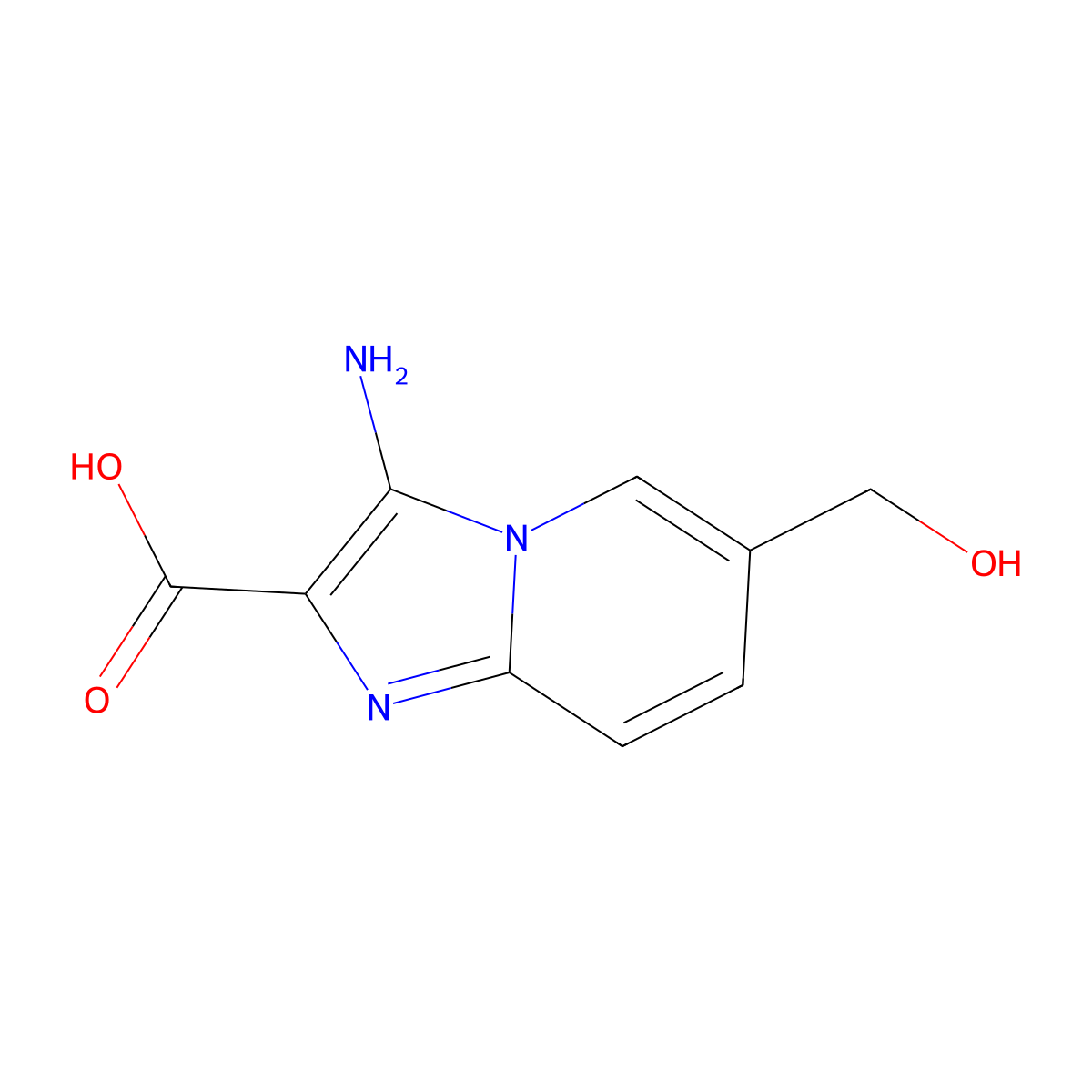3-Amino-6-(hydroxymethyl)imidazo[1,2-a]pyridine-2-carboxylic acid molecular structure, CAS 1496649-43-4