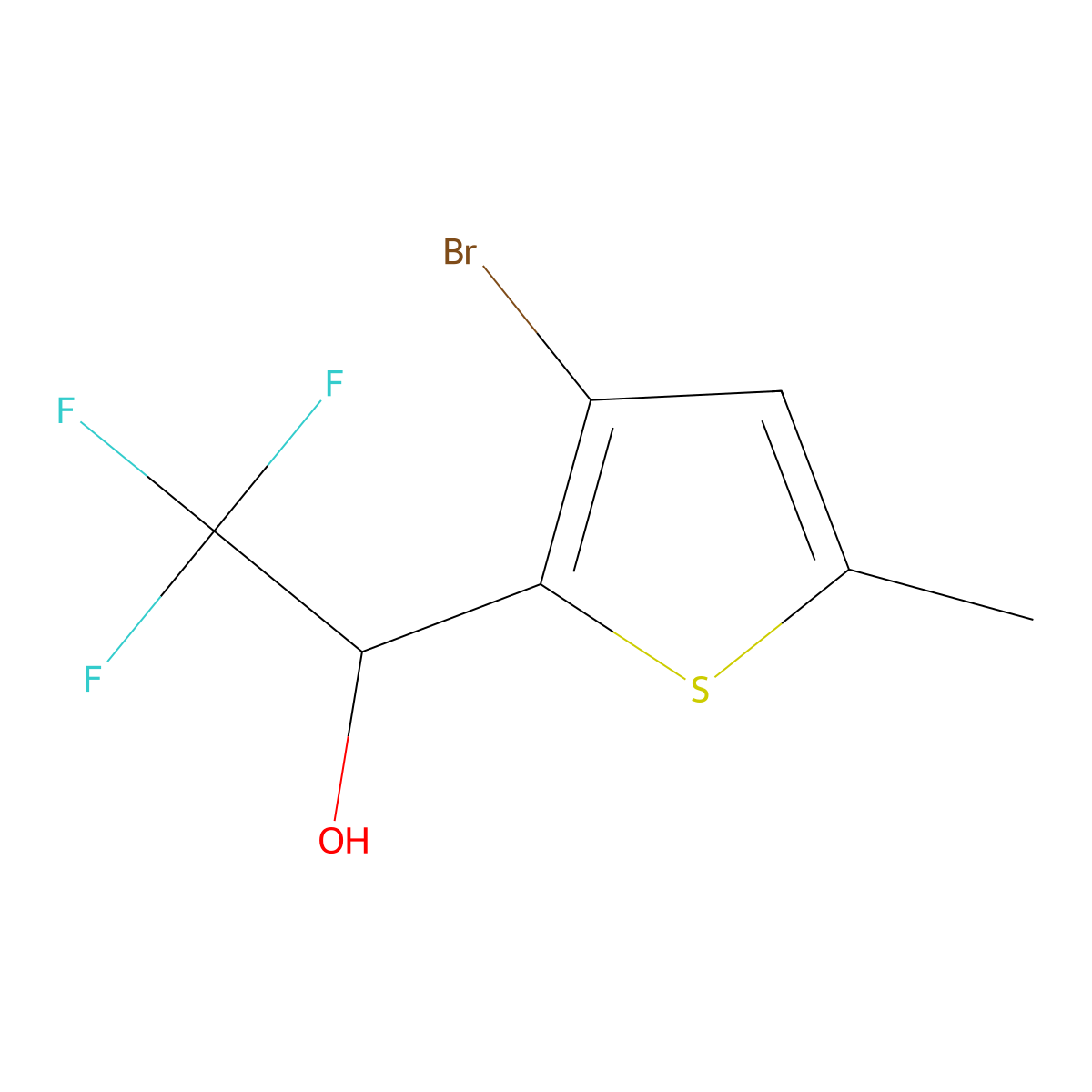 1-(3-Bromo-5-methylthiophen-2-yl)-2,2,2-trifluoroethan-1-ol molecular structure, CAS 1496669-96-5
