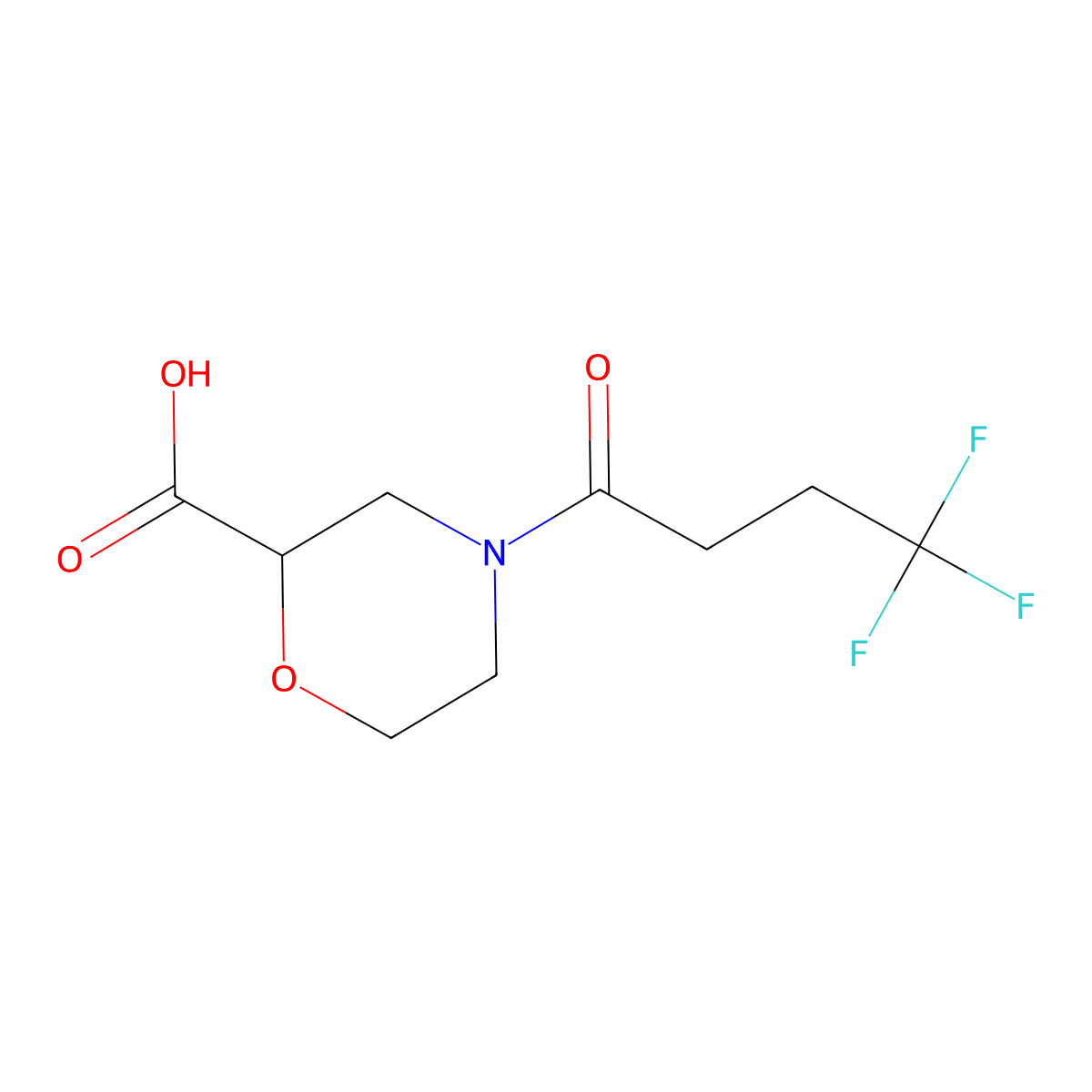 4-(4,4,4-Trifluorobutanoyl)morpholine-2-carboxylic acid molecular structure, CAS 1496682-84-8