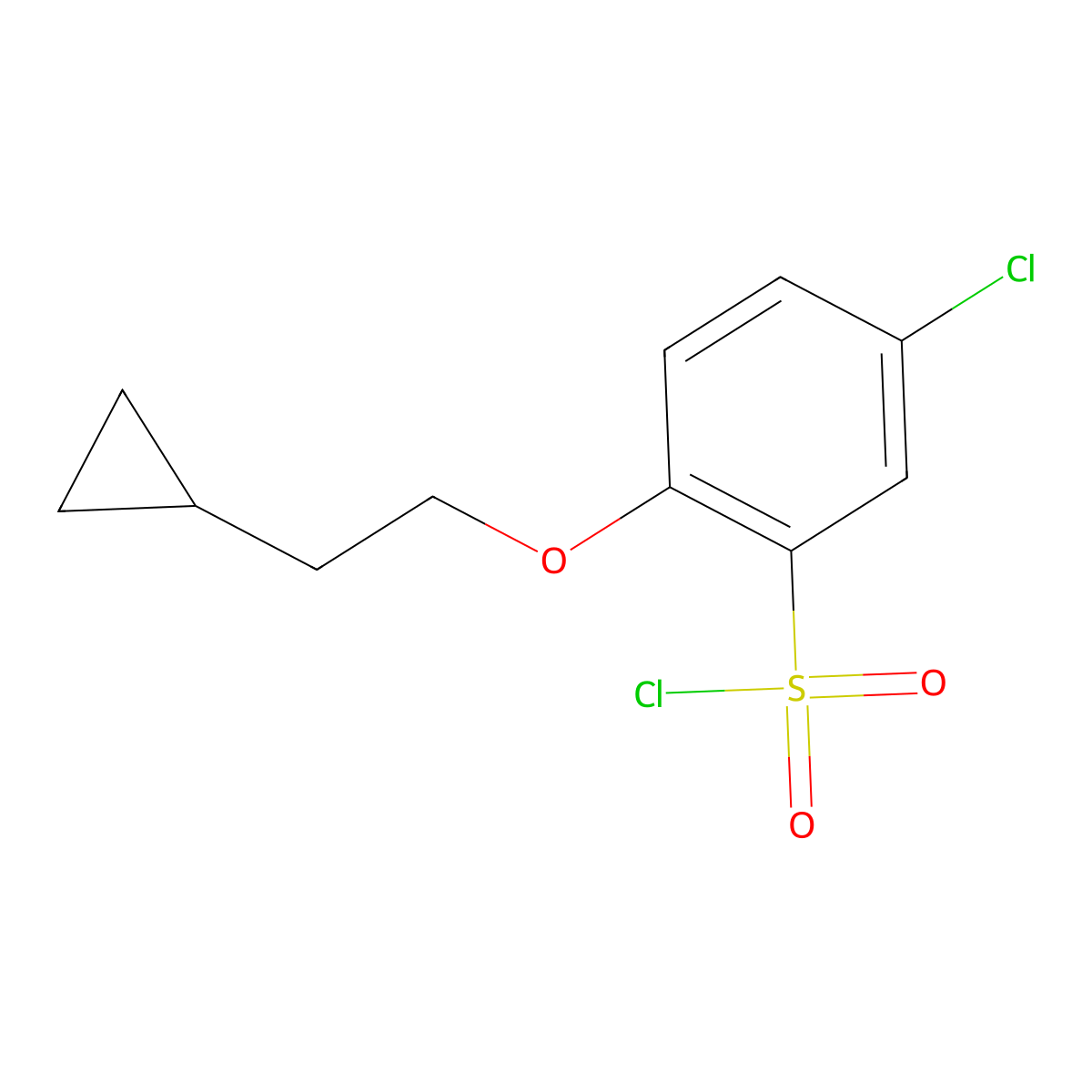 5-Chloro-2-(2-cyclopropylethoxy)benzene-1-sulfonyl chloride molecular structure, CAS 1496690-60-8
