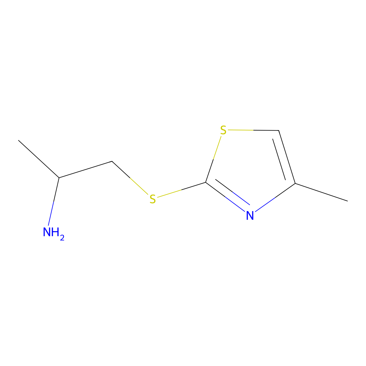 1-((4-Methylthiazol-2-yl)thio)propan-2-amine molecular structure, CAS 1496698-21-5