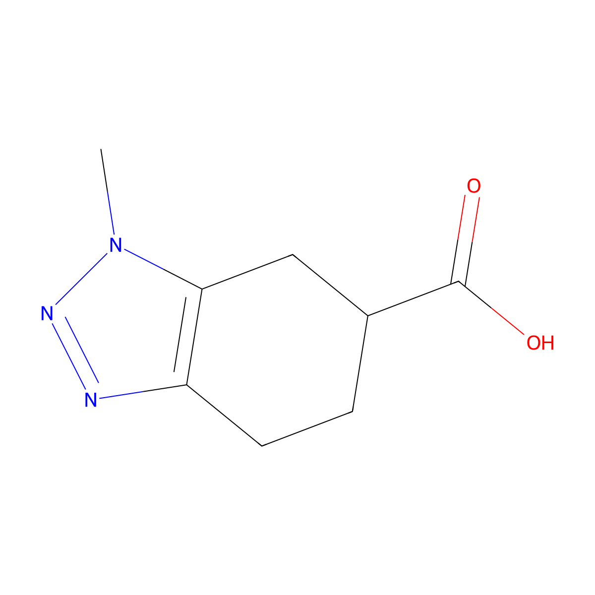 1-methyl-4,5,6,7-tetrahydro-1H-1,2,3-benzotriazole-6-carboxylic acid molecular structure, CAS 1496734-87-2