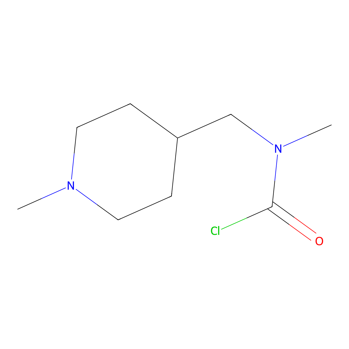 N-methyl-N-[(1-methylpiperidin-4-yl)methyl]carbamoyl chloride molecular structure, CAS 1496746-76-9