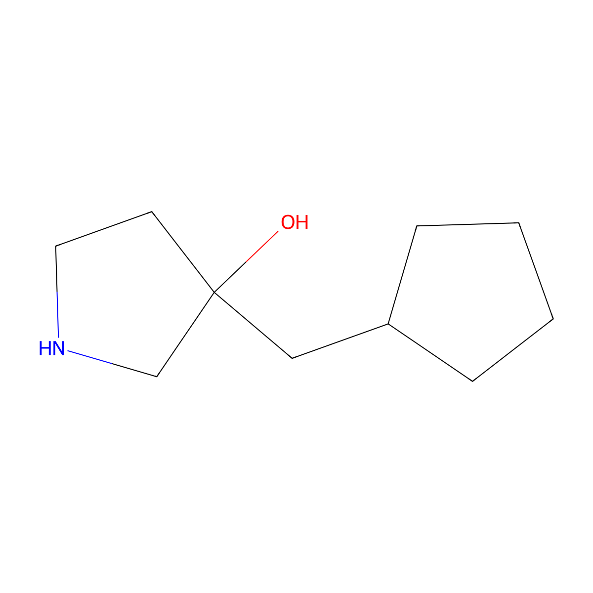 3-(Cyclopentylmethyl)pyrrolidin-3-ol molecular structure, CAS 1496755-37-3