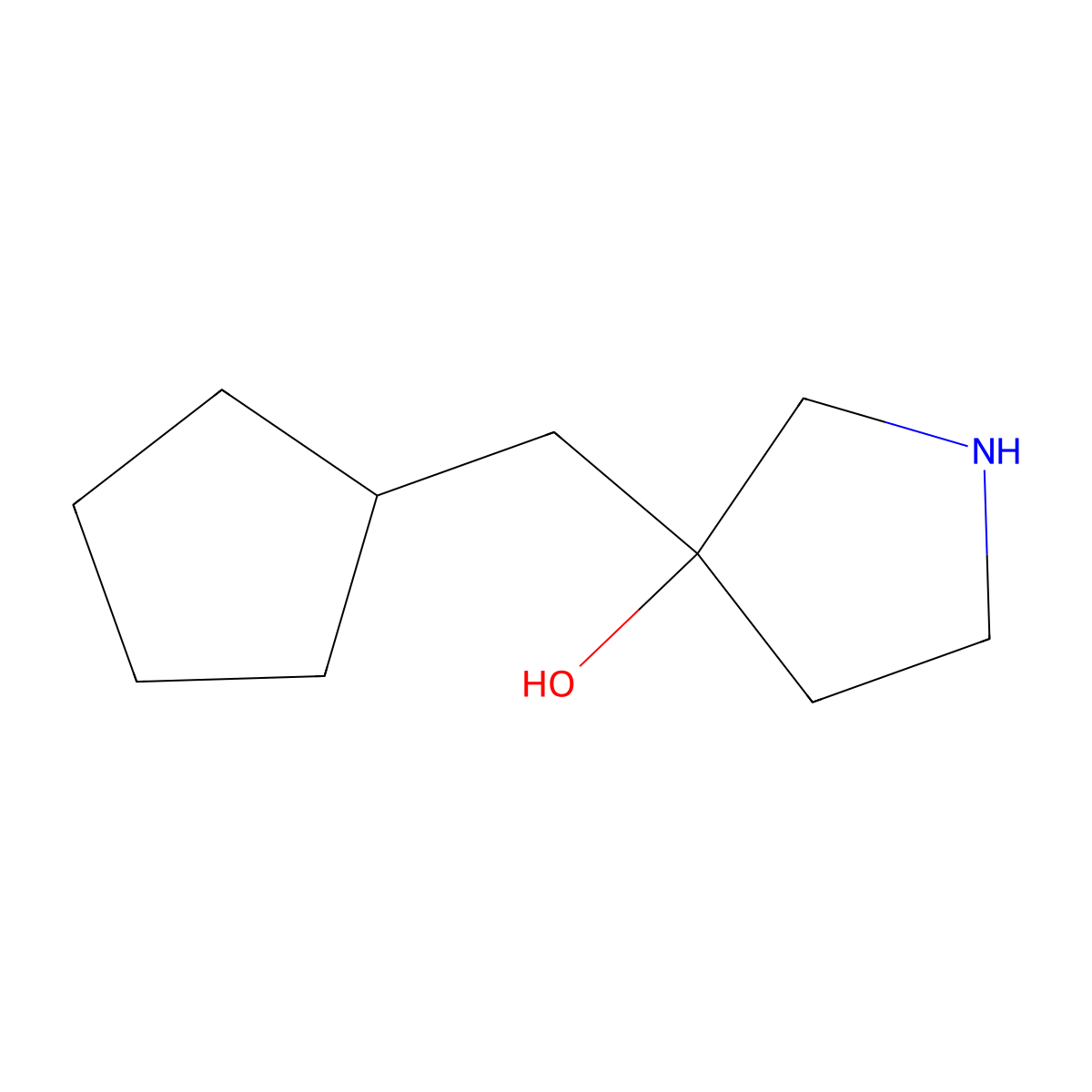 3-(Cyclopentylmethyl)pyrrolidin-3-ol molecular structure, CAS 1496755-37-3