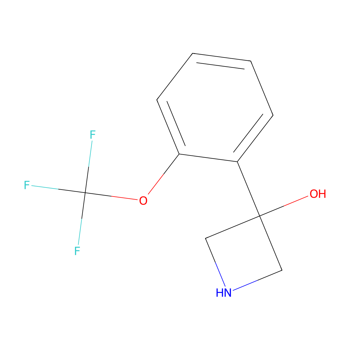 3-[2-(Trifluoromethoxy)phenyl]azetidin-3-ol molecular structure, CAS 1496758-19-0