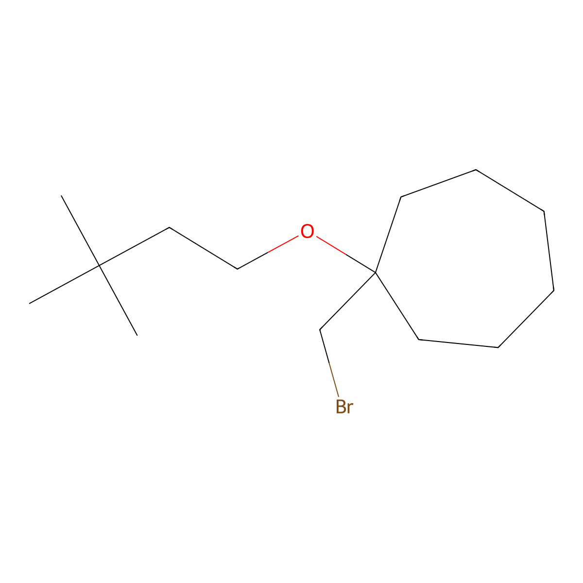 1-(Bromomethyl)-1-(3,3-dimethylbutoxy)cycloheptane molecular structure, CAS 1496786-13-0