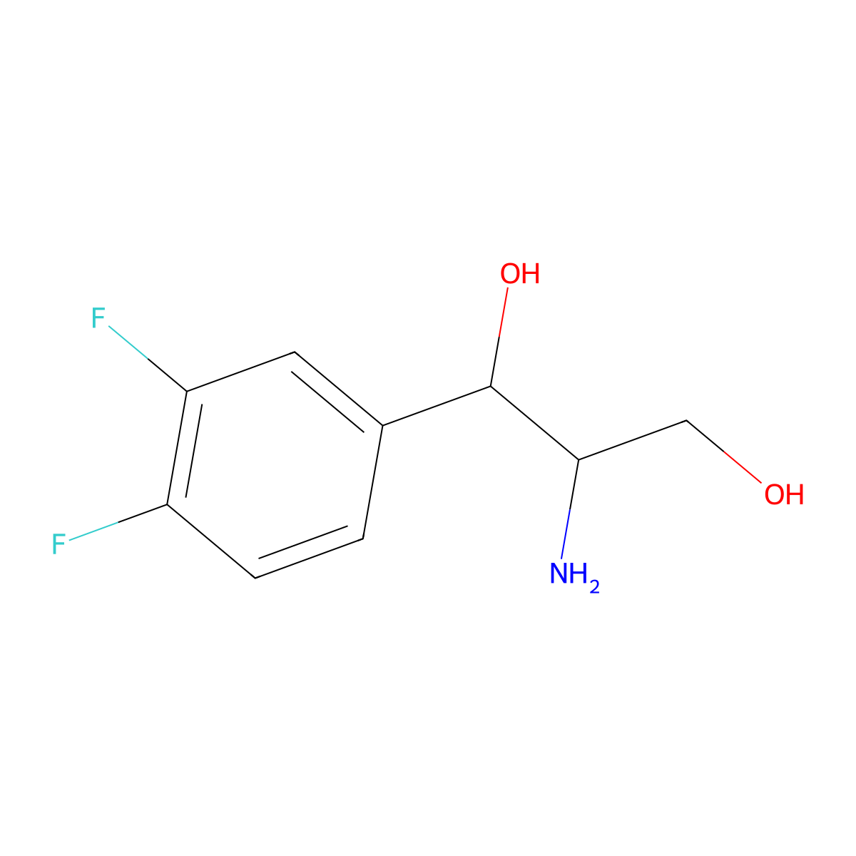2-Amino-1-(3,4-difluorophenyl)propane-1,3-diol molecular structure, CAS 1496789-36-6