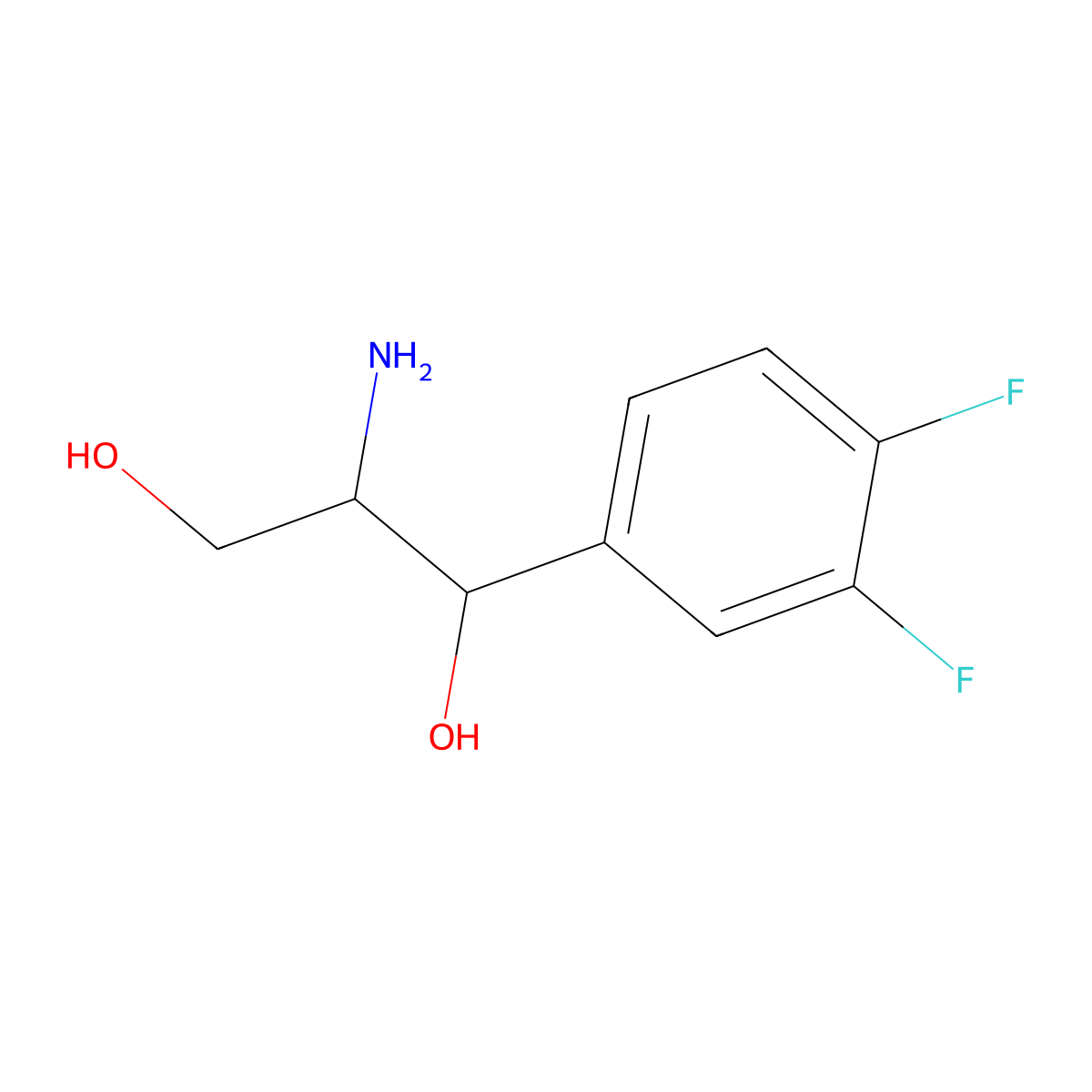 2-Amino-1-(3,4-difluorophenyl)propane-1,3-diol molecular structure, CAS 1496789-36-6