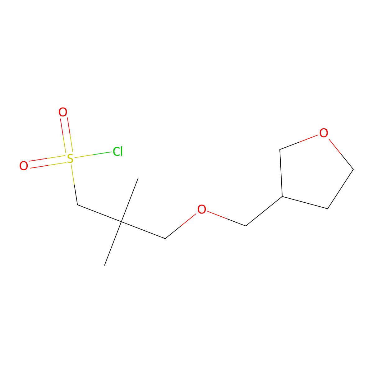 2,2-Dimethyl-3-[(oxolan-3-yl)methoxy]propane-1-sulfonyl chloride molecular structure, CAS 1496799-73-5