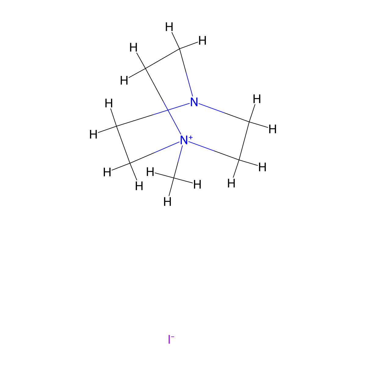 1-Methyl-1,4-diazabicyclo[2.2.2]octan-1-ium iodide molecular structure, CAS 14968-74-2