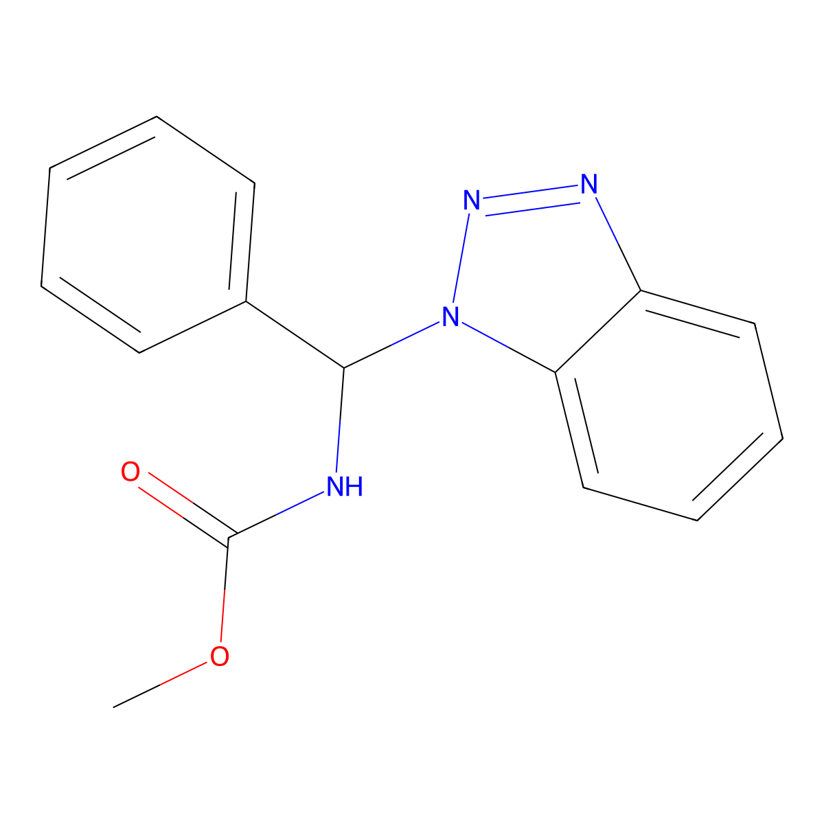 Methyl N-[1H-1,2,3-benzotriazol-1-yl(phenyl)methyl]carbamate molecular structure, CAS 149681-90-3