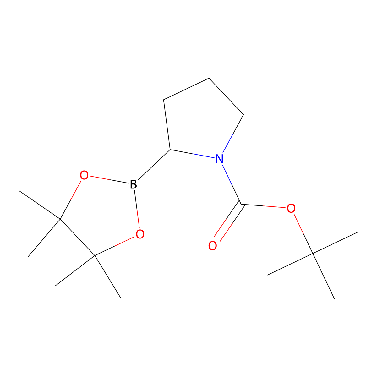 tert-Butyl (2S)-2-(4,4,5,5-tetramethyl-1,3,2-dioxaborolan-2-yl)pyrrolidine-1-carboxylate molecular structure, CAS 149682-82-6