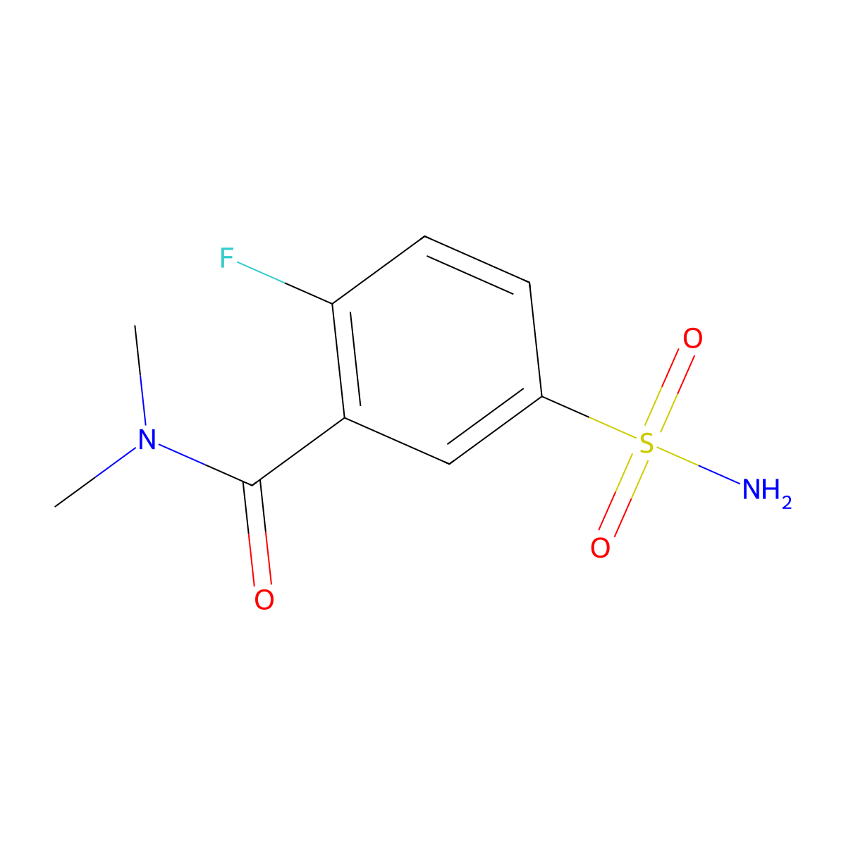 2-fluoro-N,N-dimethyl-5-sulfamoylbenzamide molecular structure, CAS 1496857-22-7