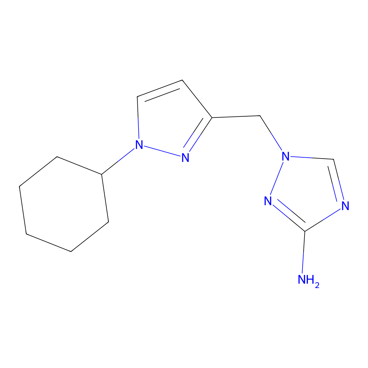 1-[(1-cyclohexyl-1H-pyrazol-3-yl)methyl]-1H-1,2,4-triazol-3-amine molecular structure, CAS 1496858-14-0