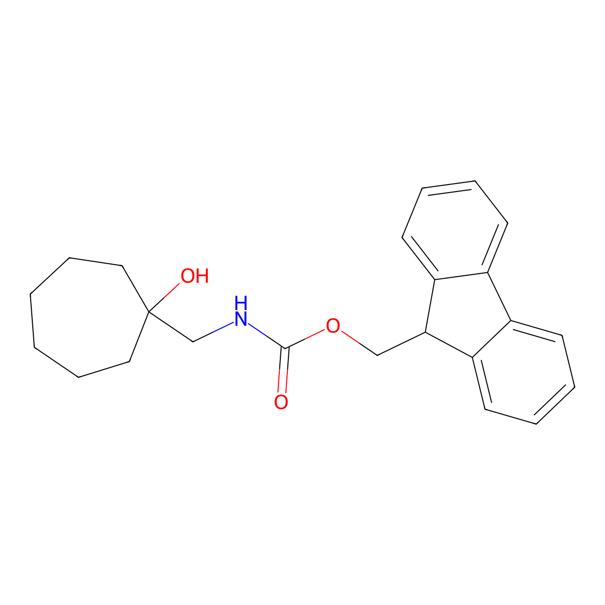 (9H-fluoren-9-yl)methyl N-[(1-hydroxycycloheptyl)methyl]carbamate molecular structure, CAS 1496858-23-1