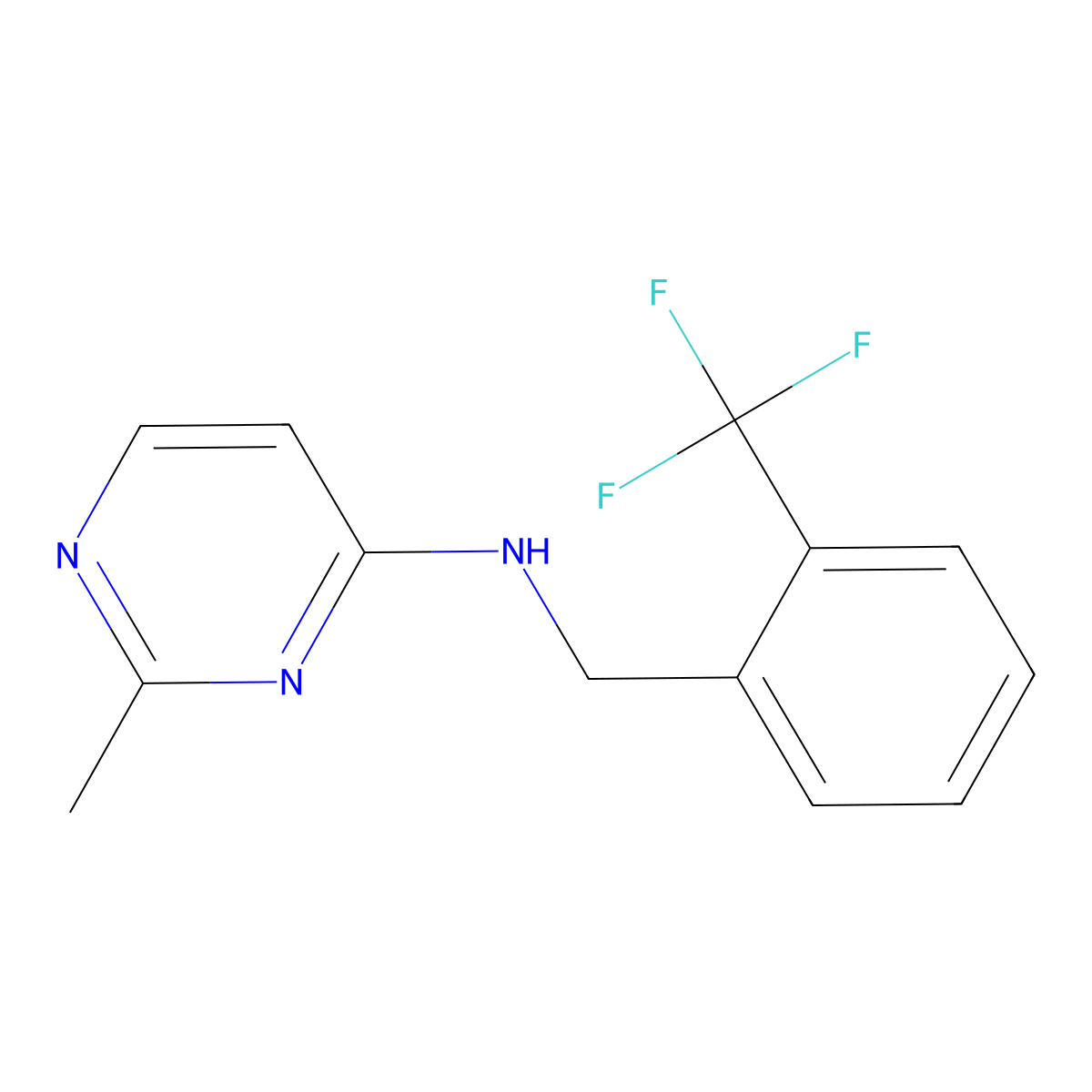 2-methyl-N-[2-(trifluoromethyl)benzyl]pyrimidin-4-amine formate molecular structure, CAS 1496887-15-0
