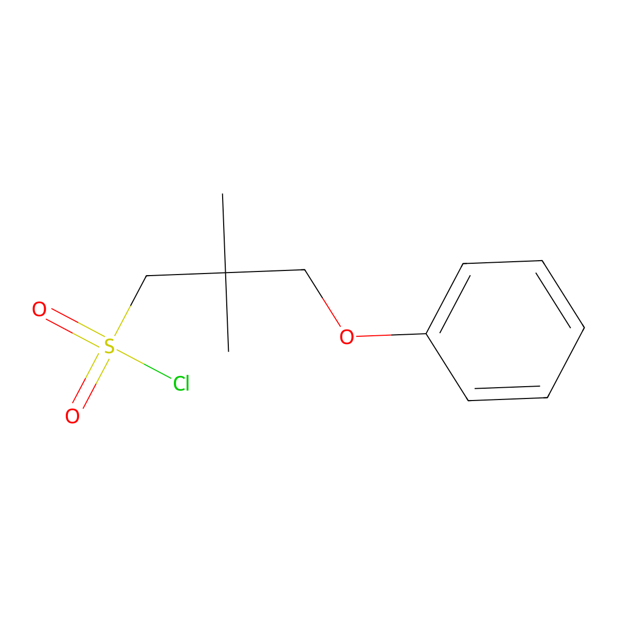 2,2-Dimethyl-3-phenoxypropane-1-sulfonyl chloride molecular structure, CAS 1496894-26-8