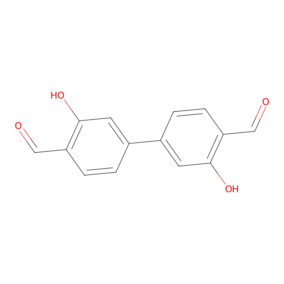 3,3'-Dihydroxy-[1,1'-biphenyl]-4,4'-dicarbaldehyde molecular structure, CAS 14969-32-5