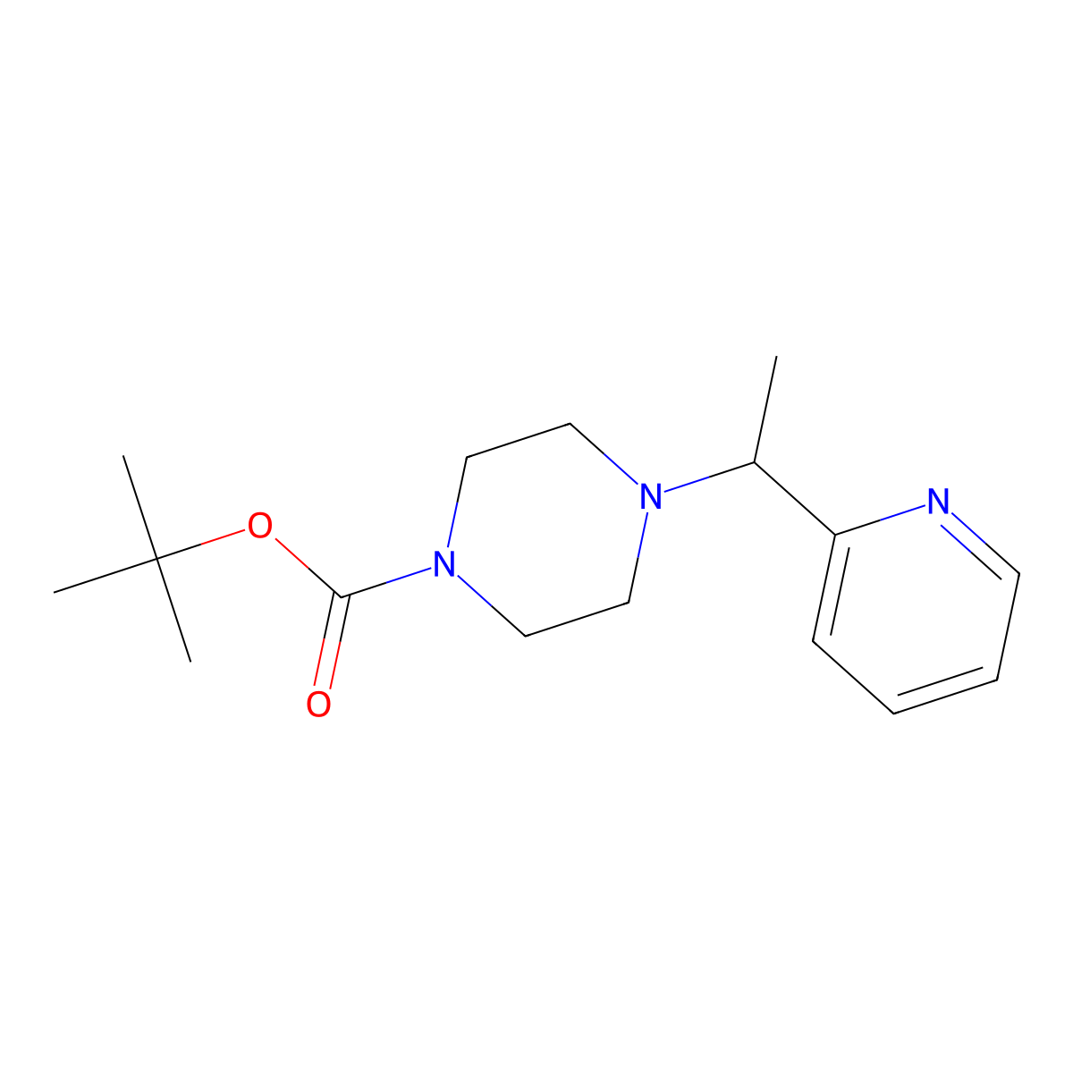 tert-Butyl 4-(1-(pyridin-2-yl)ethyl)piperazine-1-carboxylate molecular structure, CAS 149691-41-8