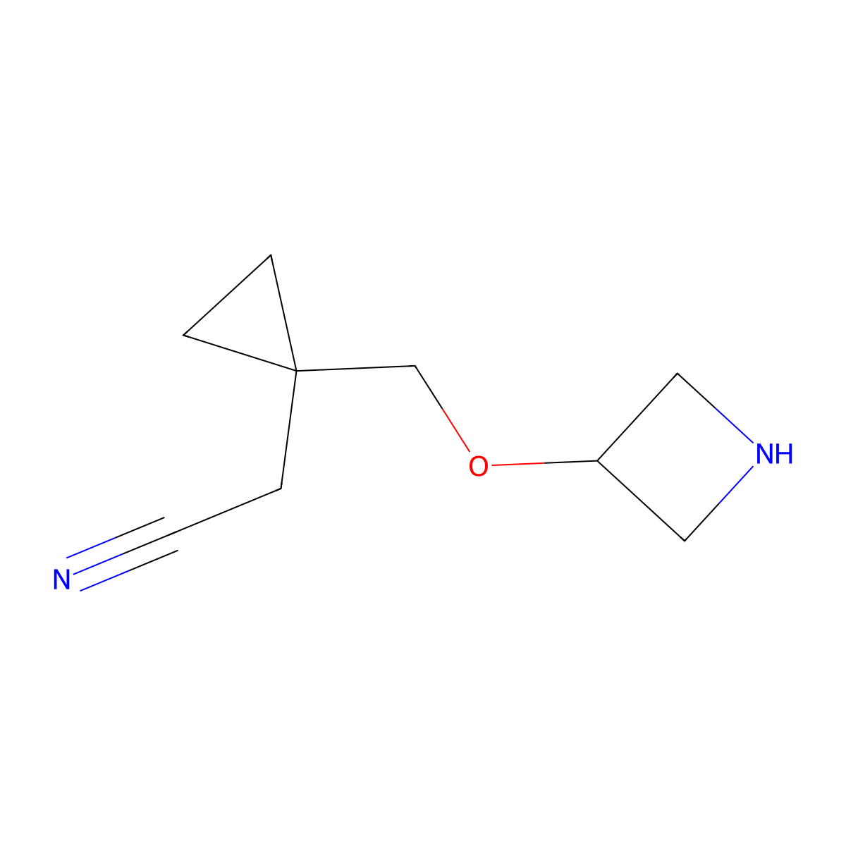 2-(1-((Azetidin-3-yloxy)methyl)cyclopropyl)acetonitrile molecular structure, CAS 1496916-98-3