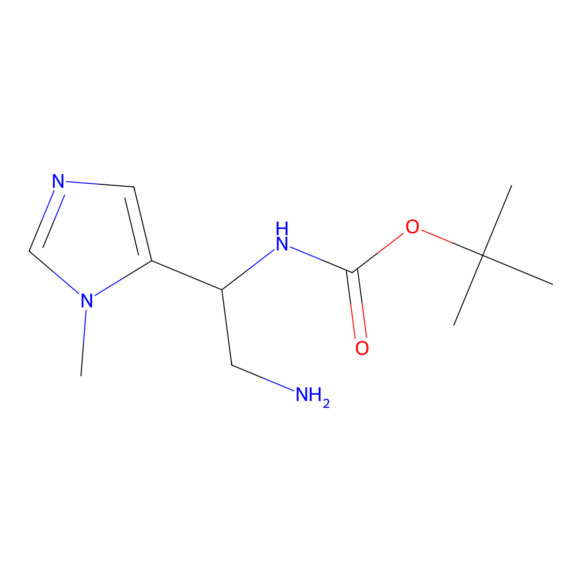tert-butyl N-[2-amino-1-(1-methyl-1H-imidazol-5-yl)ethyl]carbamate molecular structure, CAS 1496921-55-1