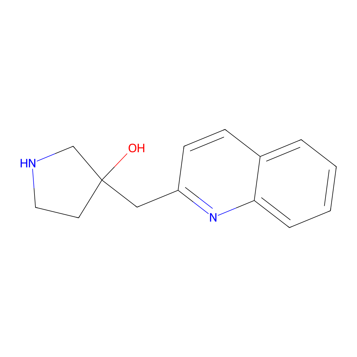 3-(Quinolin-2-ylmethyl)pyrrolidin-3-ol molecular structure, CAS 1496923-12-6