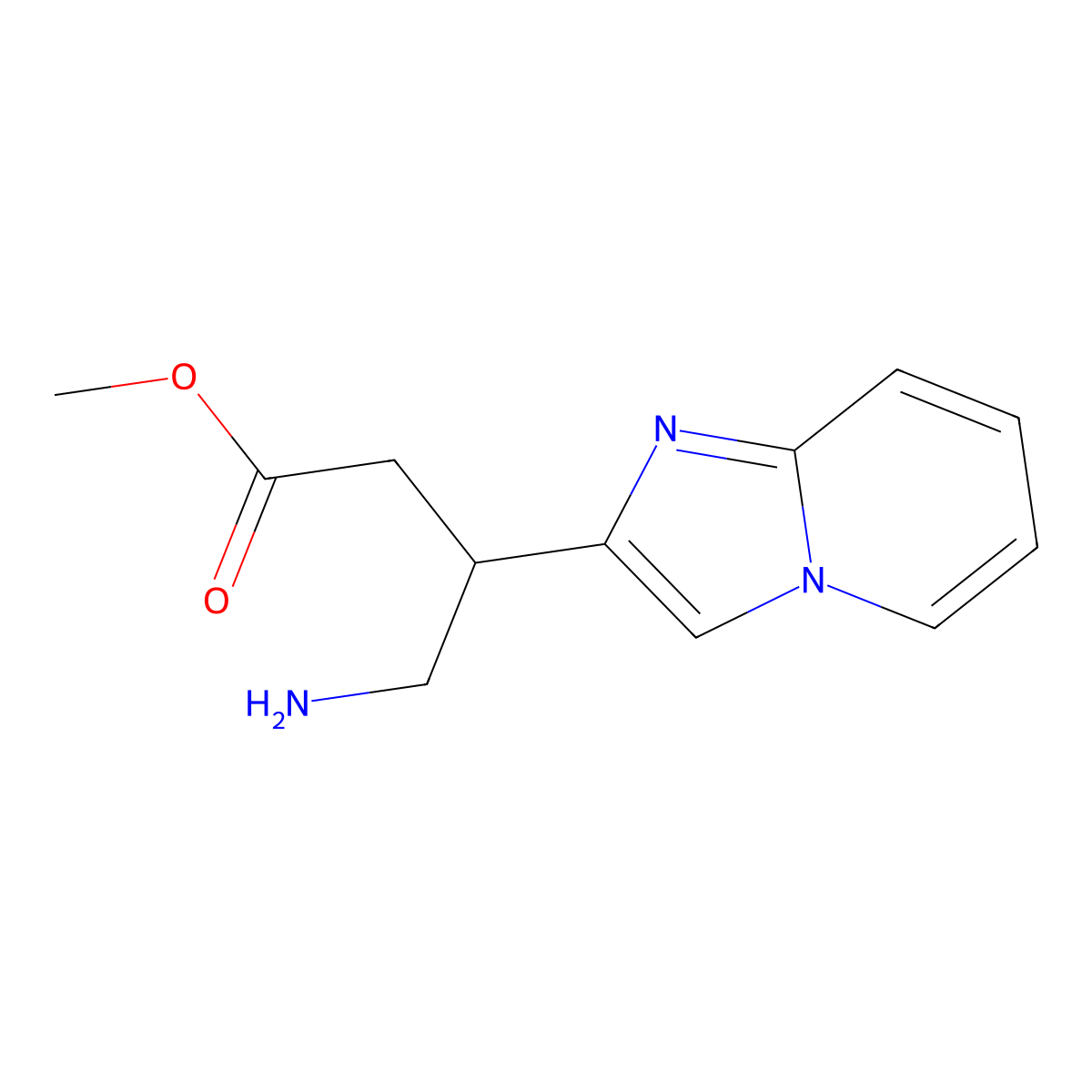Methyl 4-amino-3-(imidazo[1,2-a]pyridin-2-yl)butanoate molecular structure, CAS 1496929-67-9
