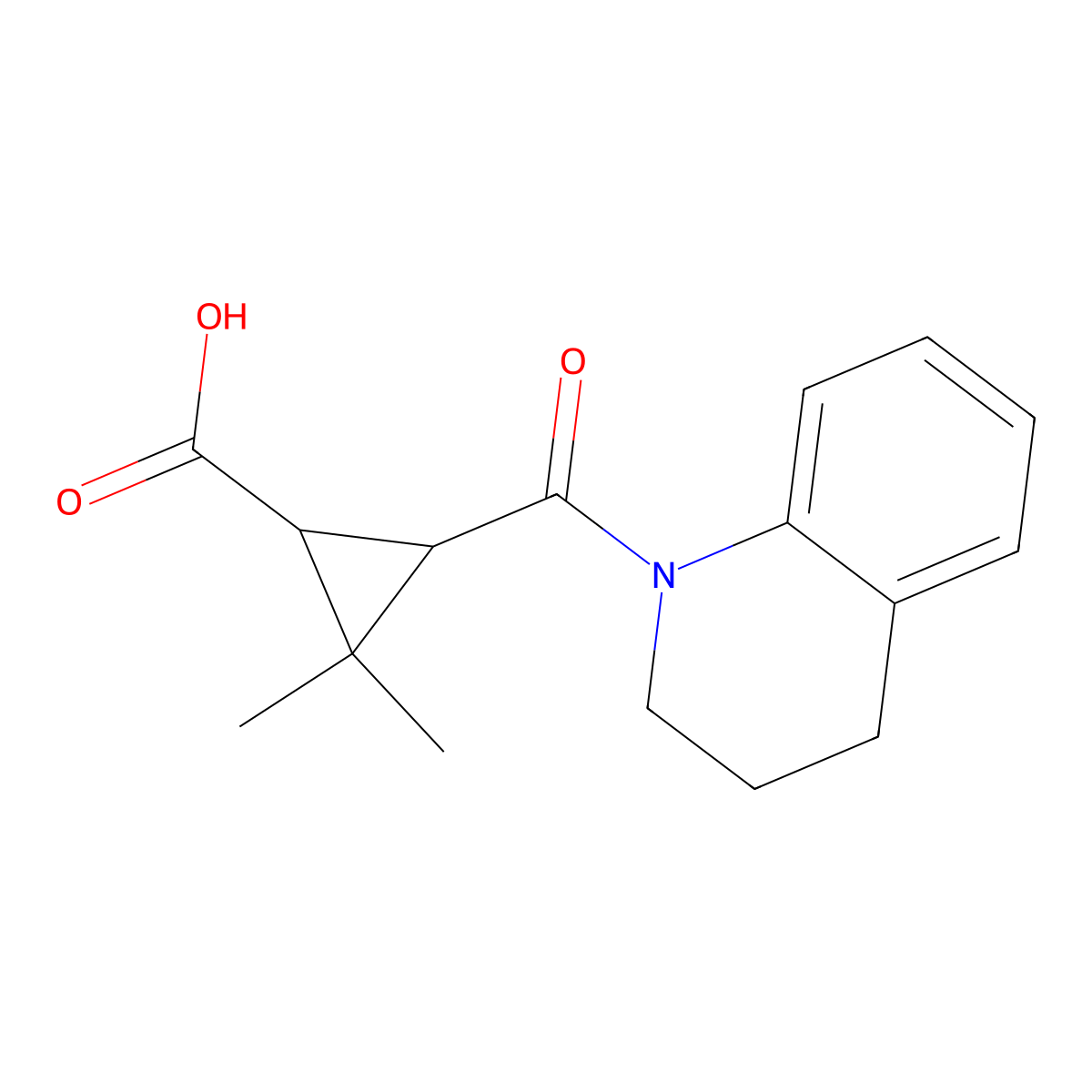 3-(3,4-Dihydroquinolin-1(2H)-ylcarbonyl)-2,2-dimethylcyclopropanecarboxylic acid molecular structure, CAS 1496936-09-4
