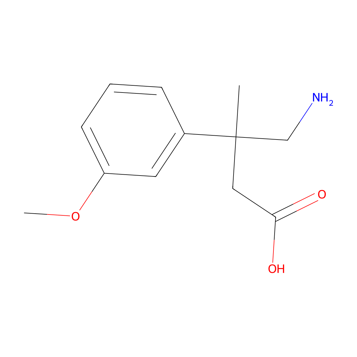 4-Amino-3-(3-methoxyphenyl)-3-methylbutanoic acid molecular structure, CAS 1496955-99-7