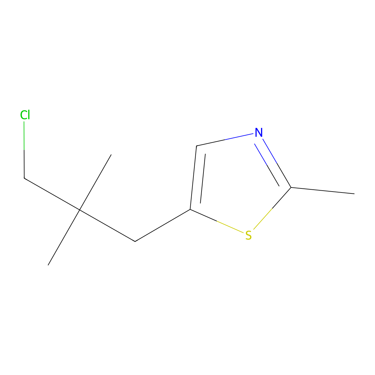5-(3-Chloro-2,2-dimethylpropyl)-2-methyl-1,3-thiazole molecular structure, CAS 1496975-08-6
